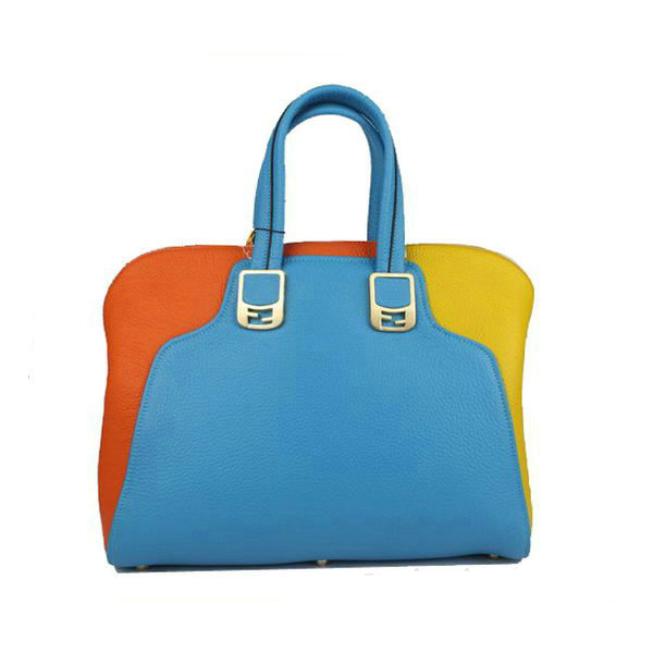 F8812 Fendi Chameleon Grande Vitello Zip Top Tote Bag F8812 Blu